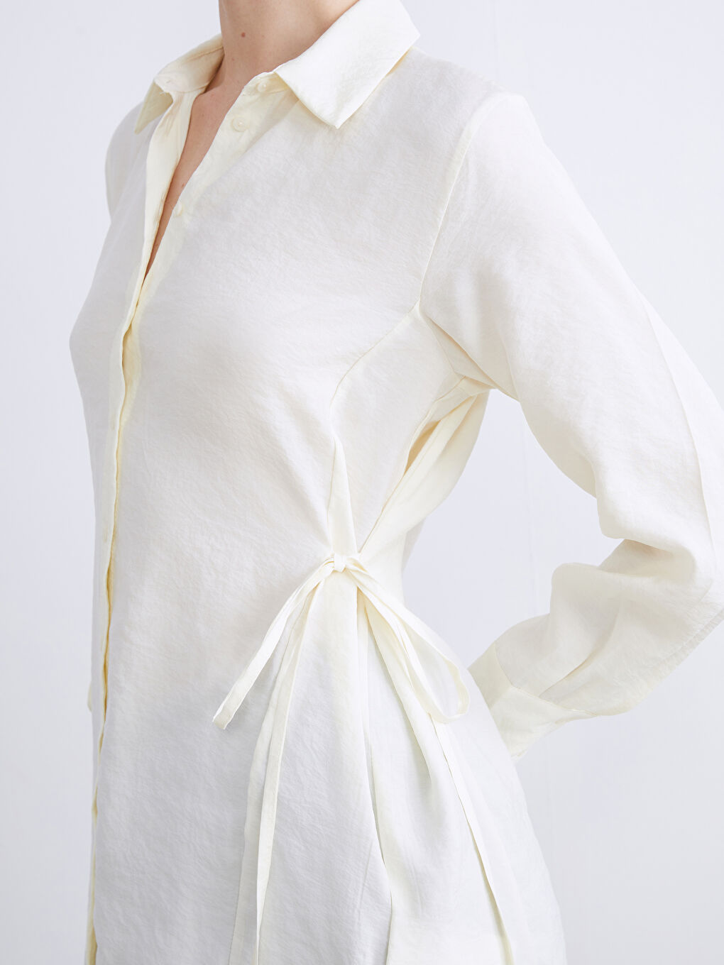 Sarı Modal Karışımlı Kadın Gömlek Tunik-3