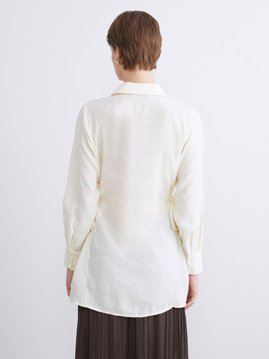 Sarı Modal Karışımlı Kadın Gömlek Tunik-4