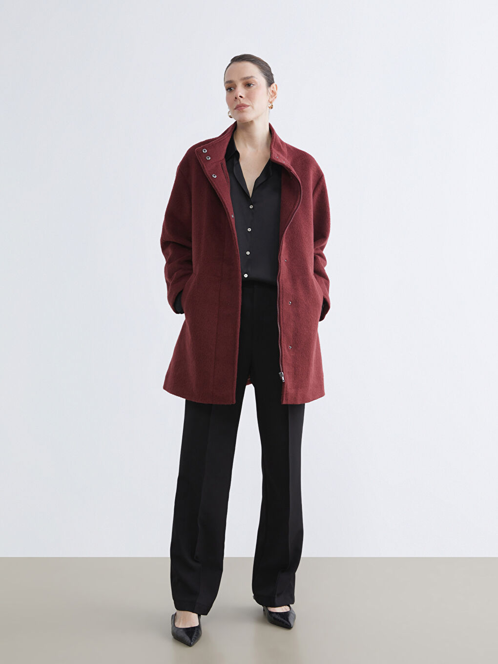 Funnel Neck Women's Cachet Overcoat-1