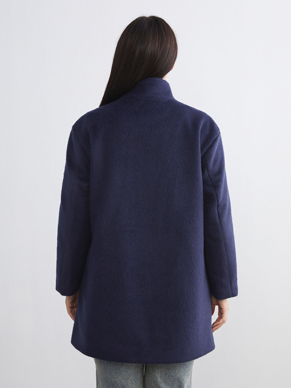 Женщины Синий Пальто из смеси шерсти-4