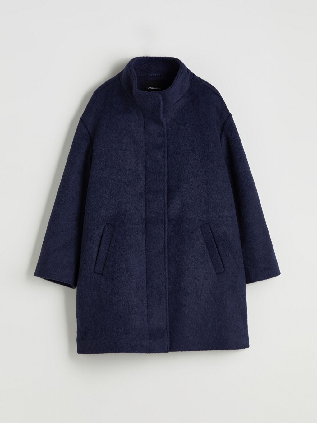 Женщины Синий Пальто из смеси шерсти-5