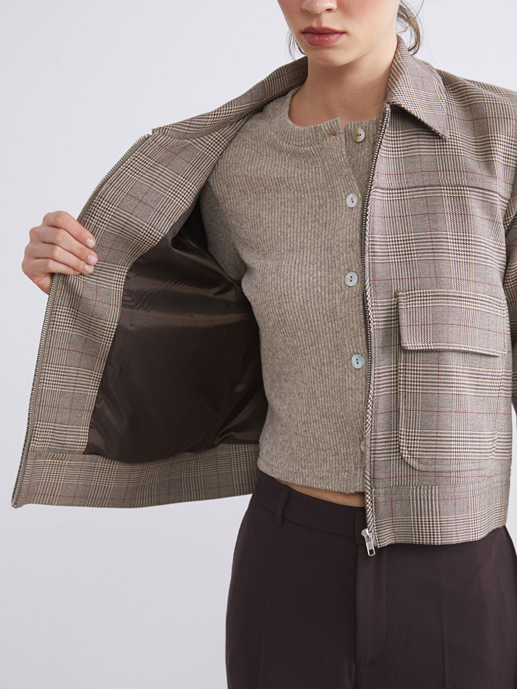 Әйелдерге арналған жағалы мойын торлы пиджак-2