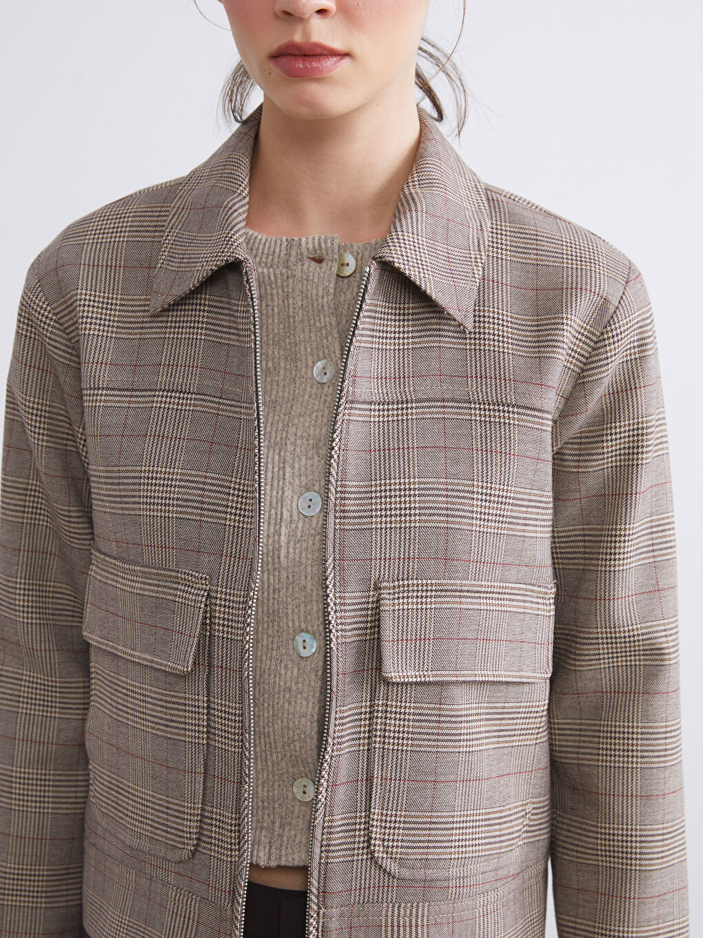 Әйелдерге арналған жағалы мойын торлы пиджак-3