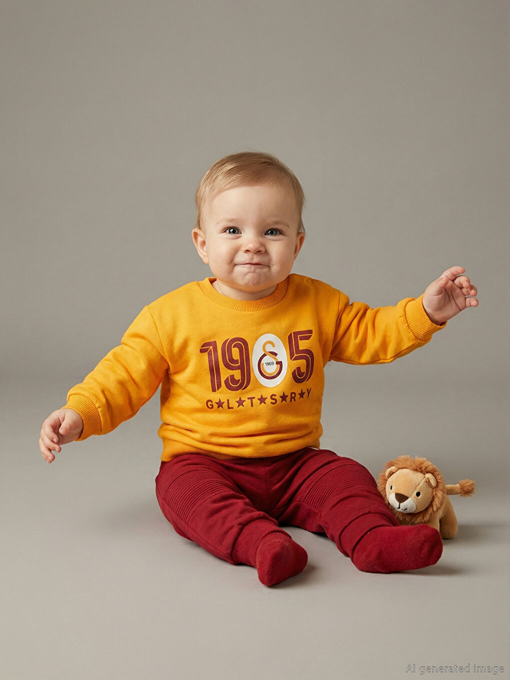 Turuncu Galatasaray Lisanslı Erkek Bebek Sweatshirt ve Eşofman Altı