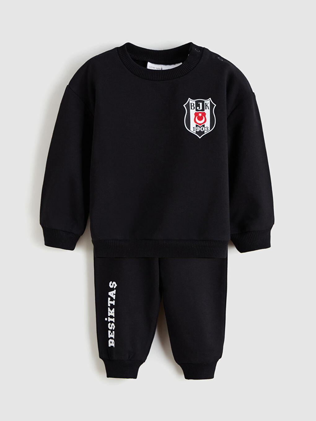 Siyah Bisiklet Yaka Beşiktaş Baskılı Erkek Bebek Eşofman Takım