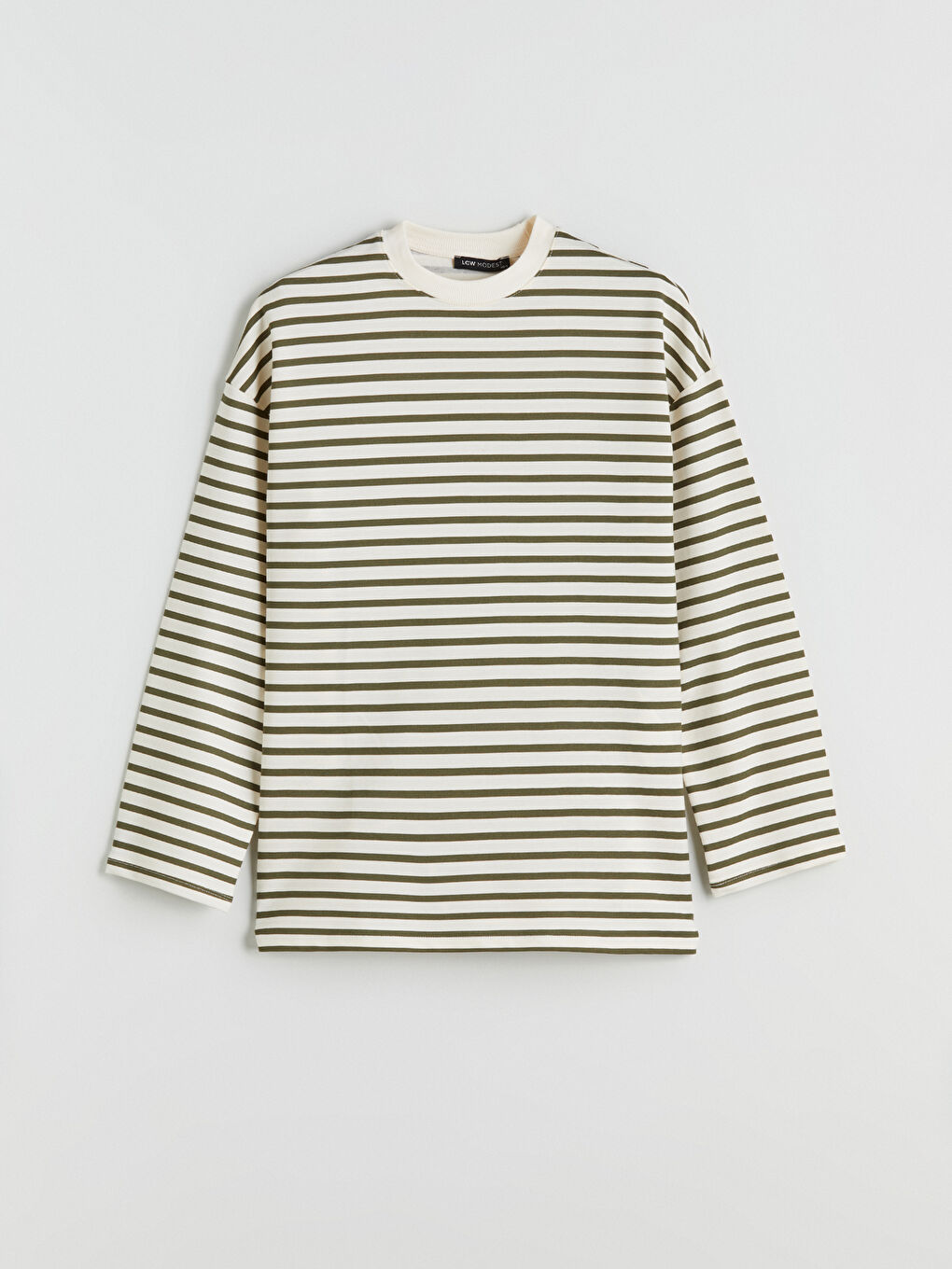 LCW Modest Crew Neck Striped Women's Sweatshirt Tunic -W5IO19Z8-LGE