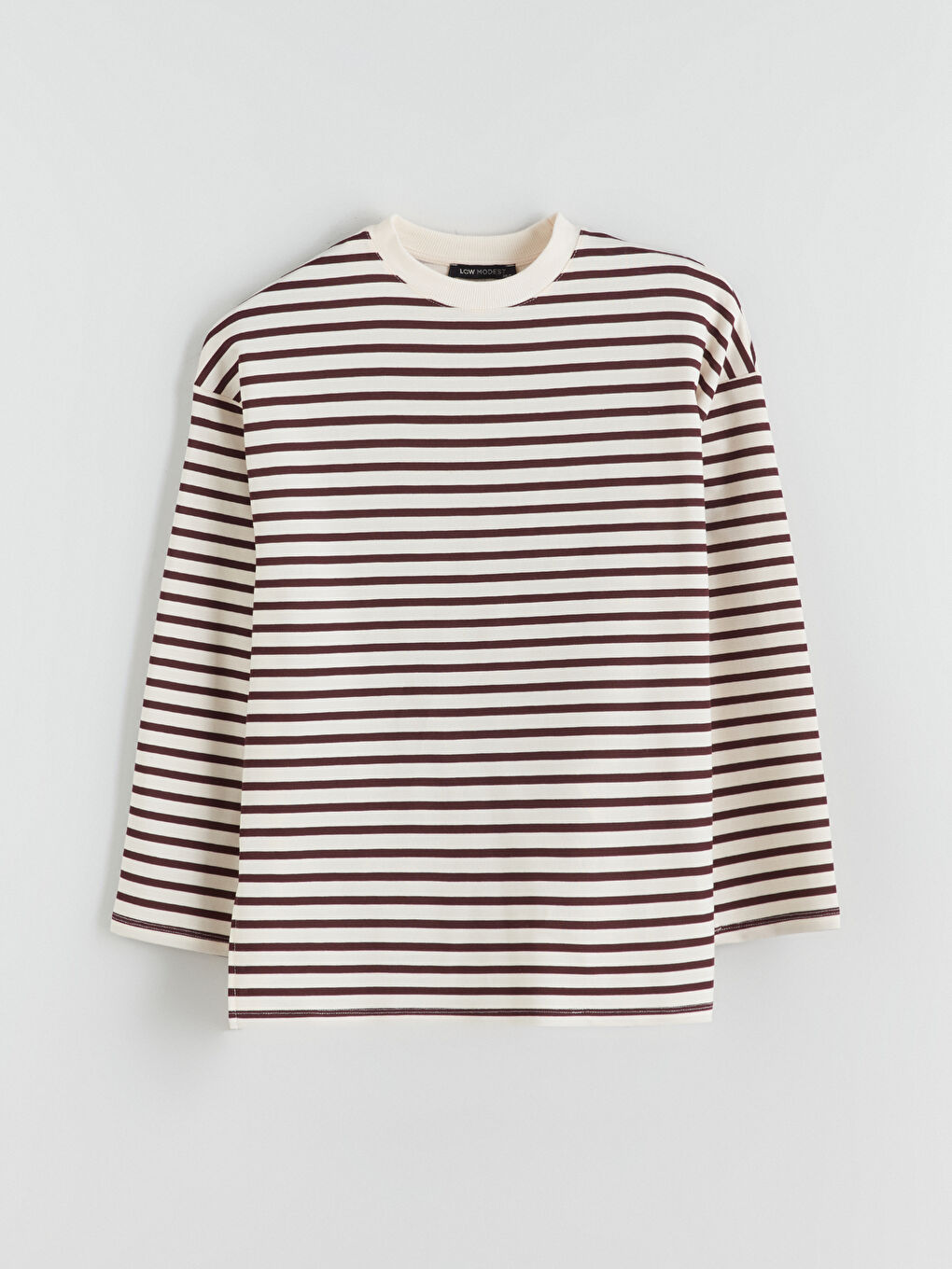 LCW Modest Crew Neck Striped Women's Sweatshirt Tunic -W5IO19Z8-LHW