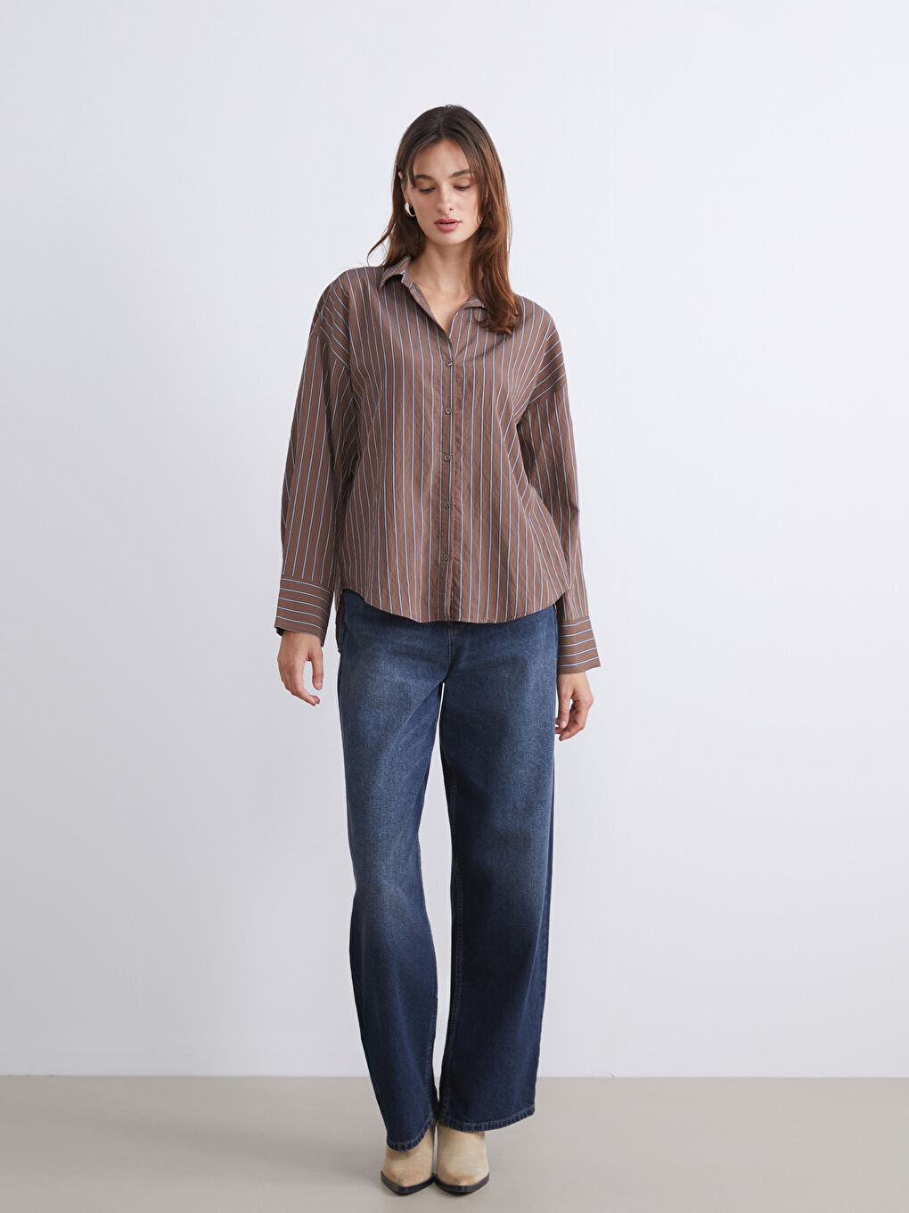 әйелдерге арналған жолақты оверсайз жейде-1