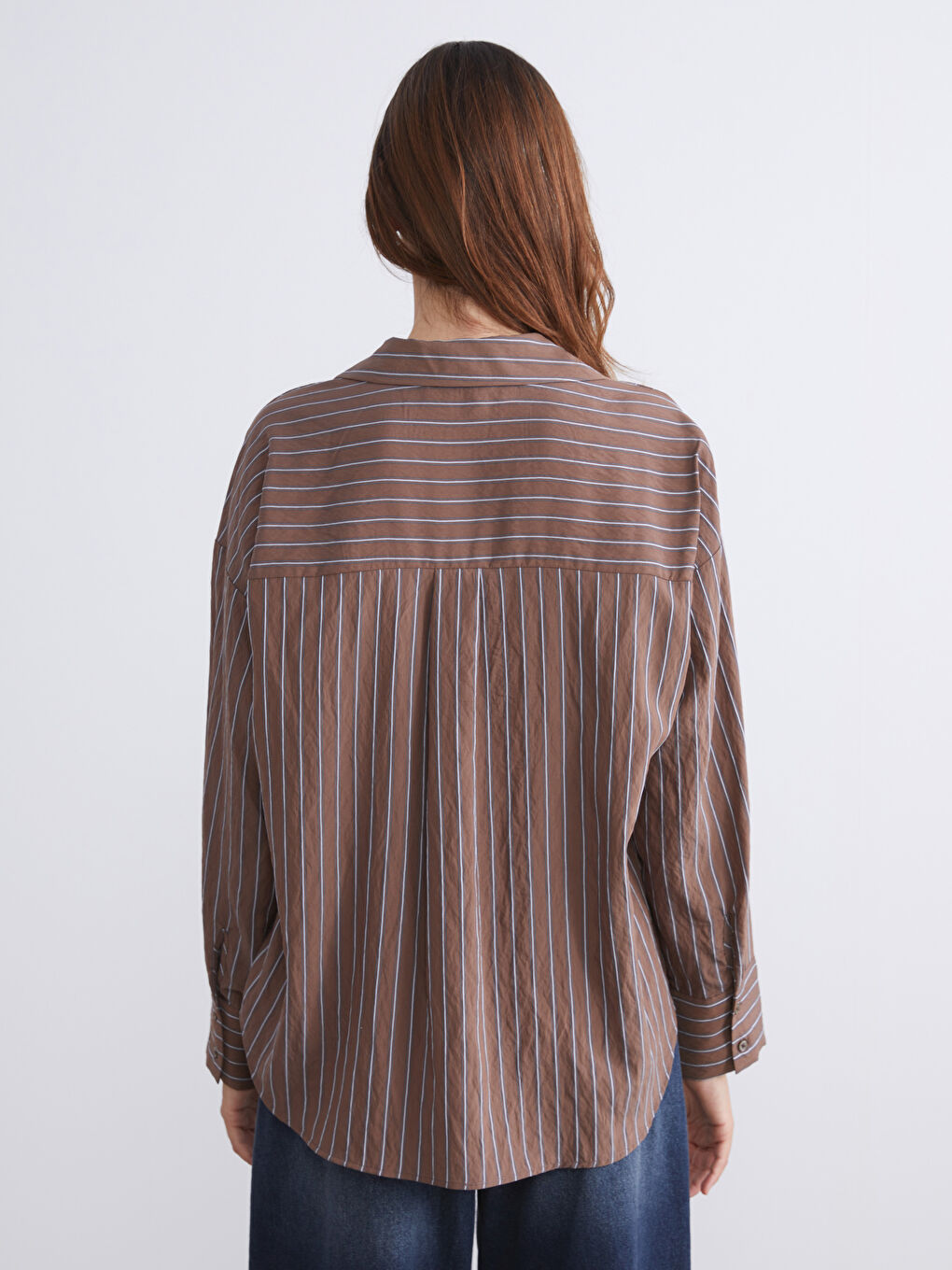 әйелдерге арналған жолақты оверсайз жейде-3