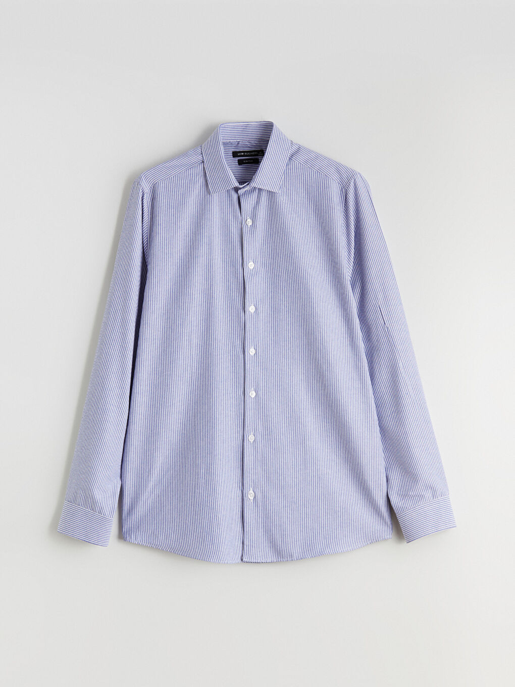 Lacivert Slim Fit Uzun Kollu Çizgili Erkek Gömlek-4