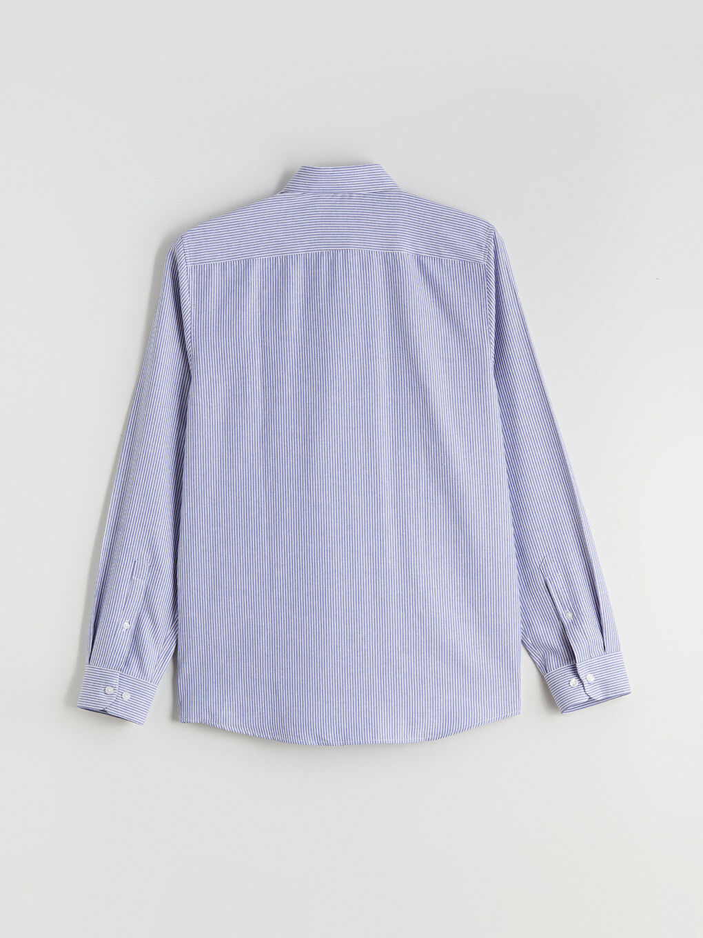 Lacivert Slim Fit Uzun Kollu Çizgili Erkek Gömlek-5