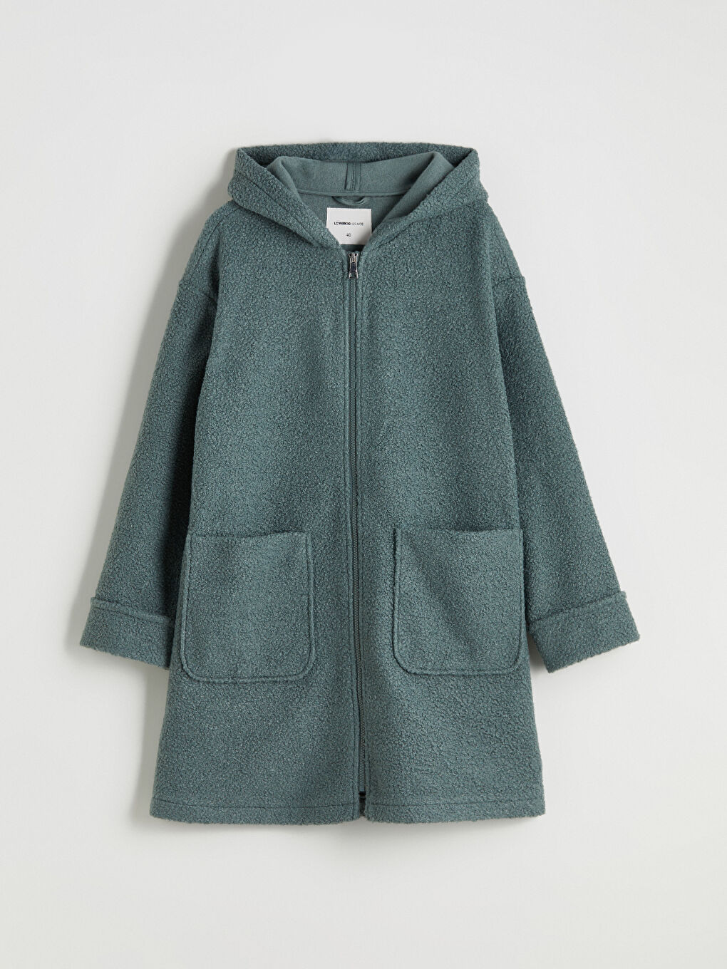 Yeşil Kapüşonlu Kadın Pelüş Hırka-5