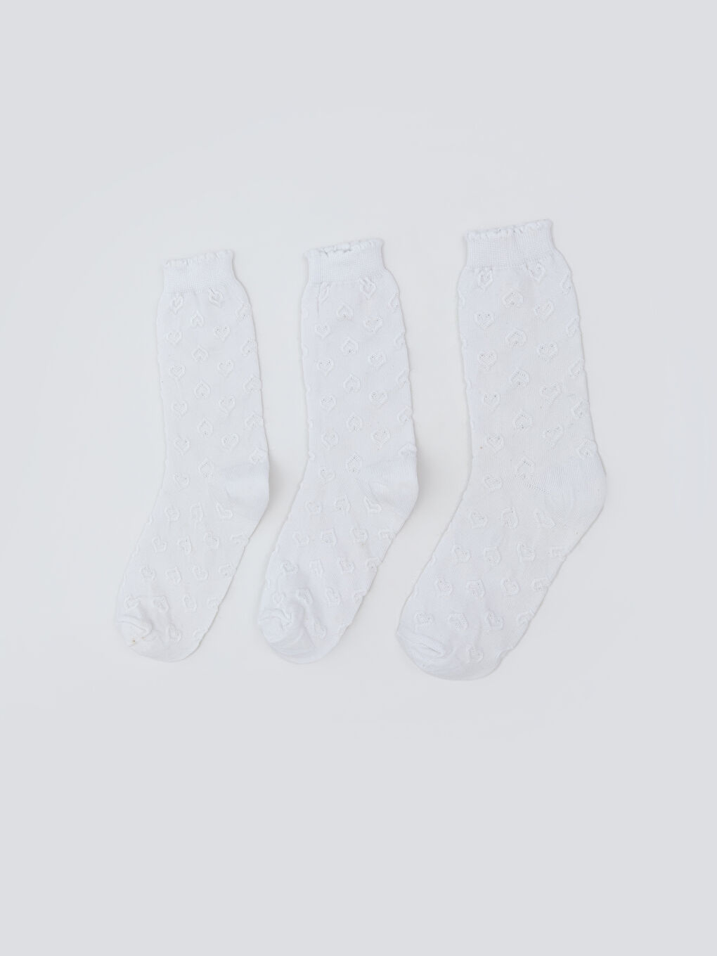 Beyaz Desenli Kız Çocuk Soket Çorap 3'lü