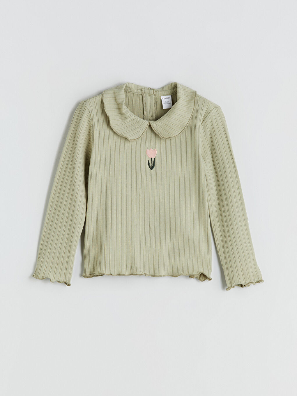 Yeşil Bebe Yaka Nakışlı Kız Çocuk Bluz