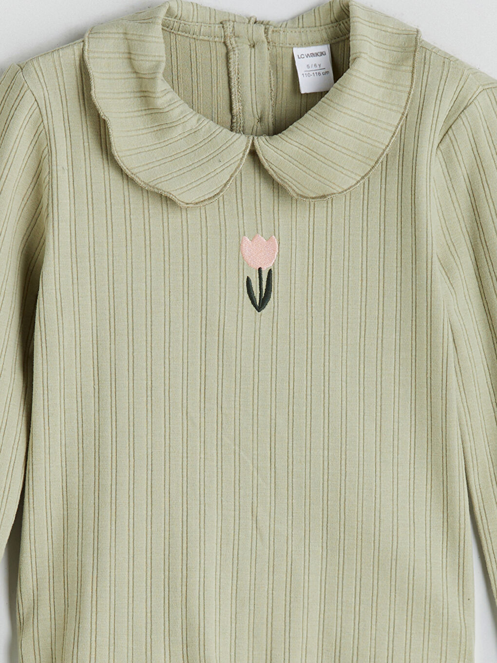 Yeşil Bebe Yaka Nakışlı Kız Çocuk Bluz-2