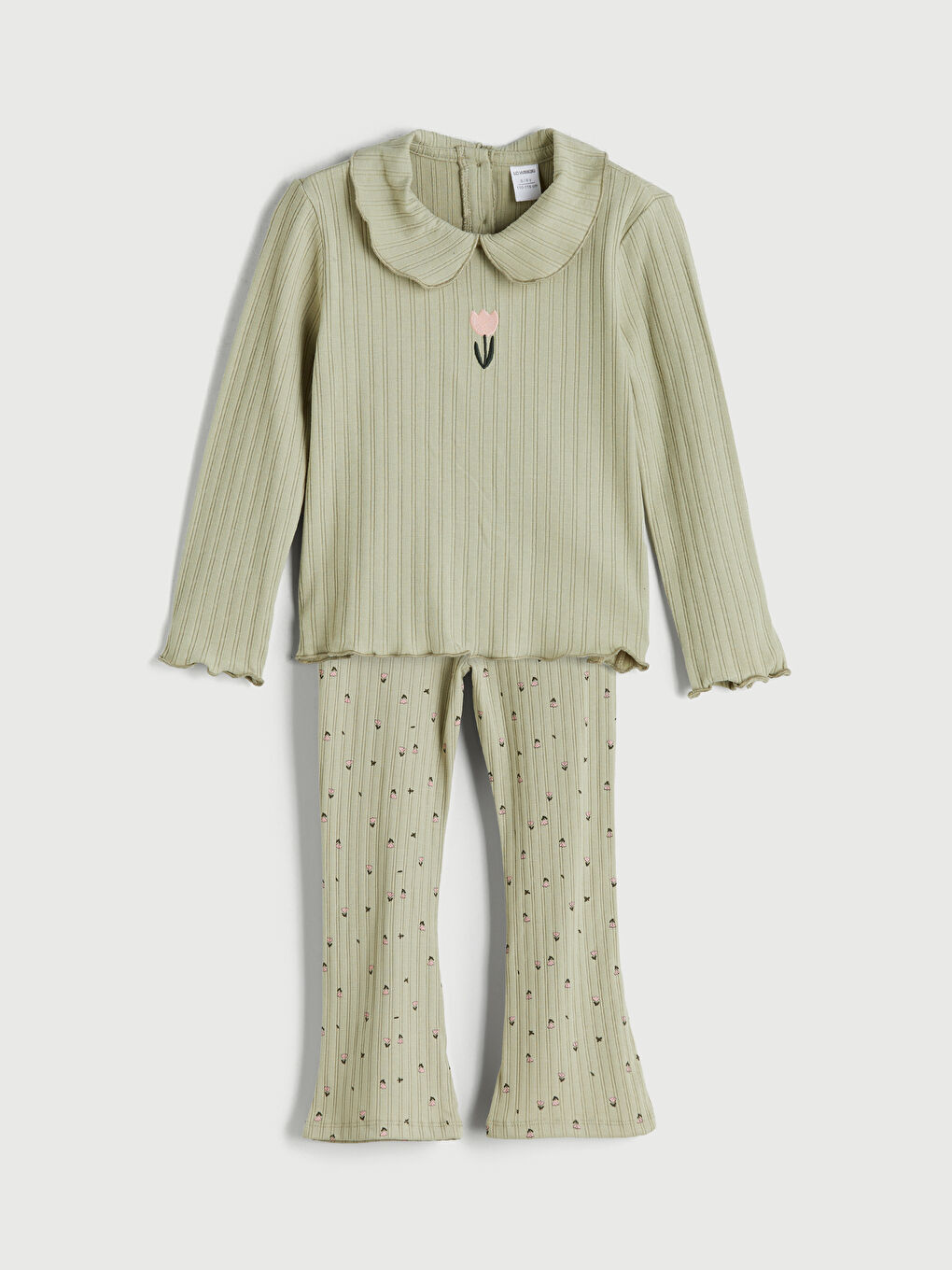 Yeşil Bebe Yaka Kız Çocuk Tişört ve Tayt