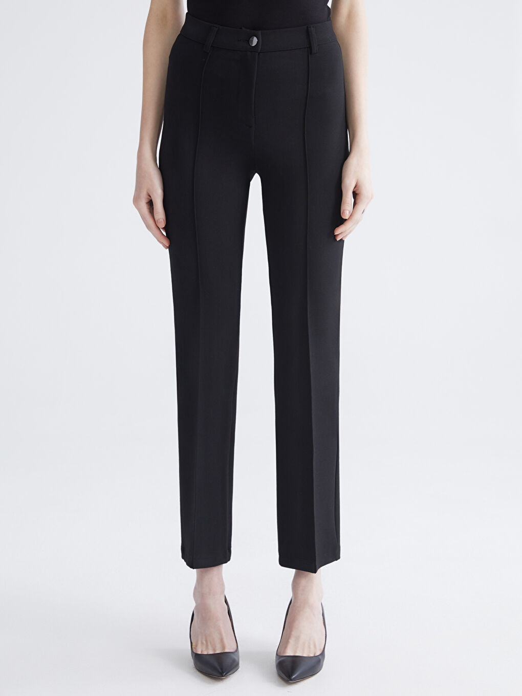 Siyah Dar Fit Kadın Pantolon-1