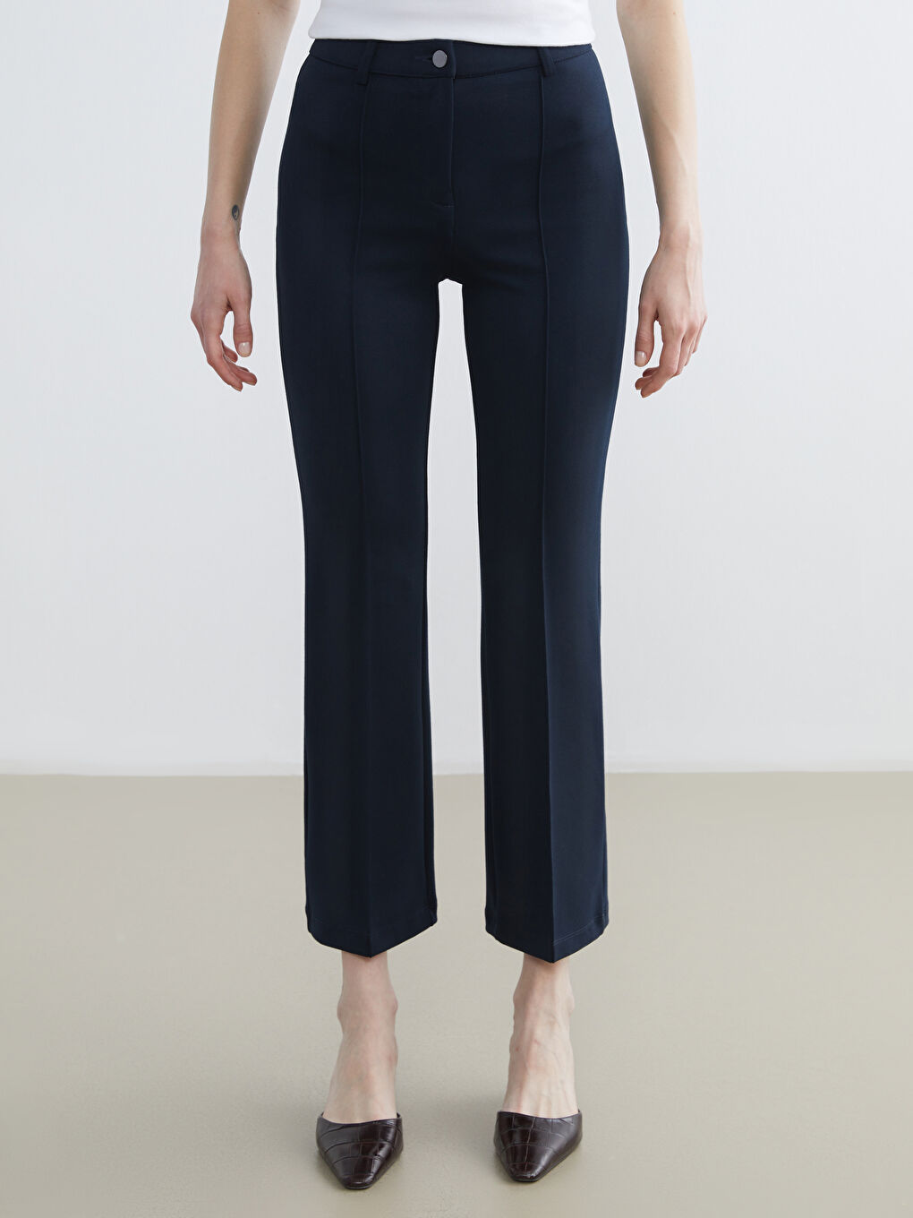 Lacivert Dar Fit Kadın Pantolon-1