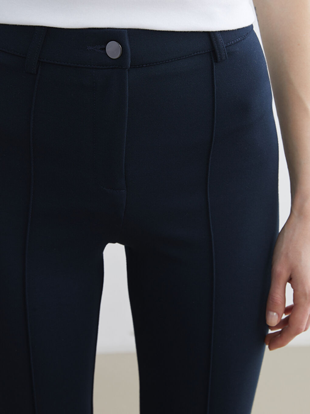 Lacivert Dar Fit Kadın Pantolon-2