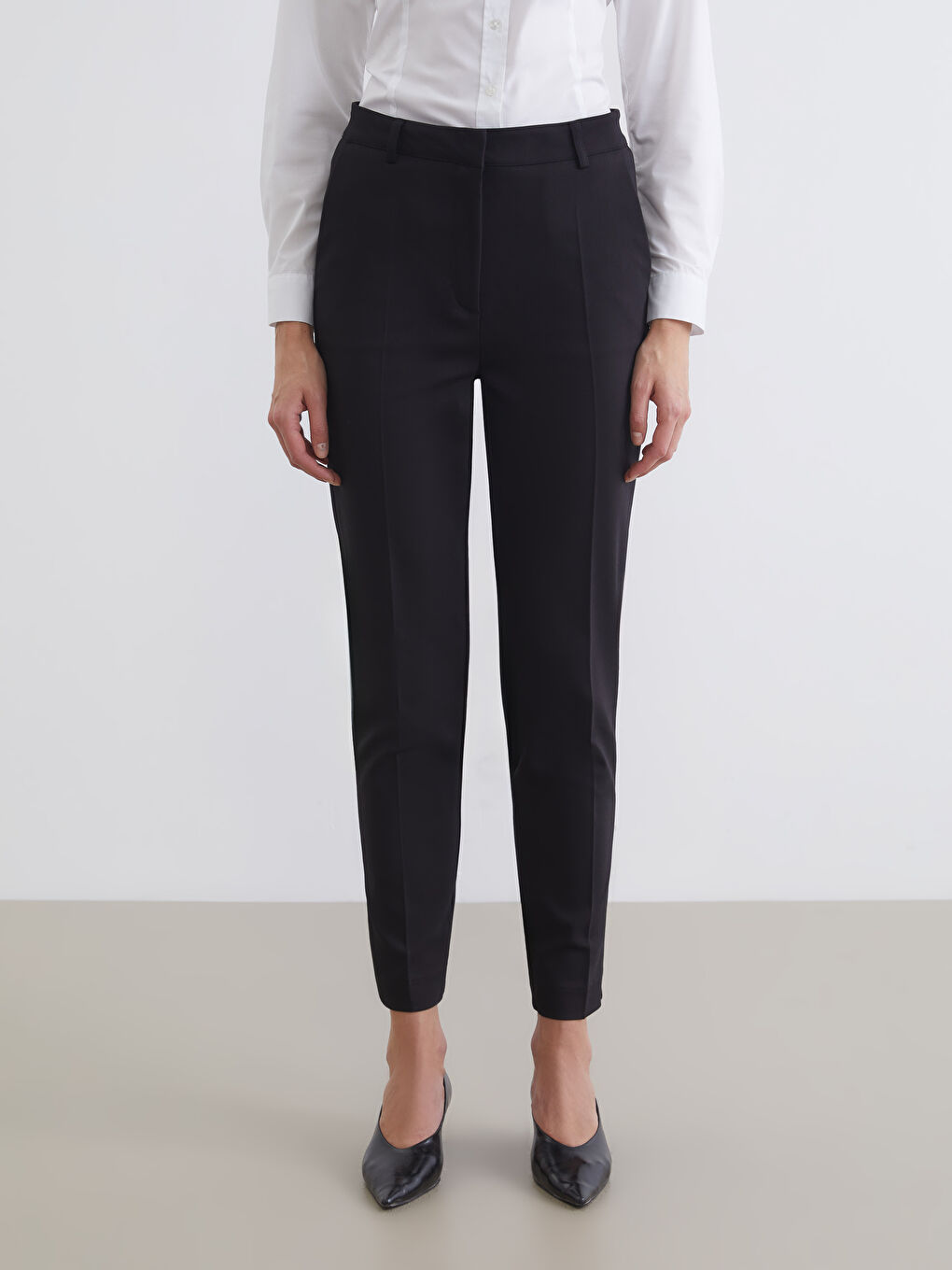 Siyah Yüksek Bel Kadın Cigarette Pantolon-1