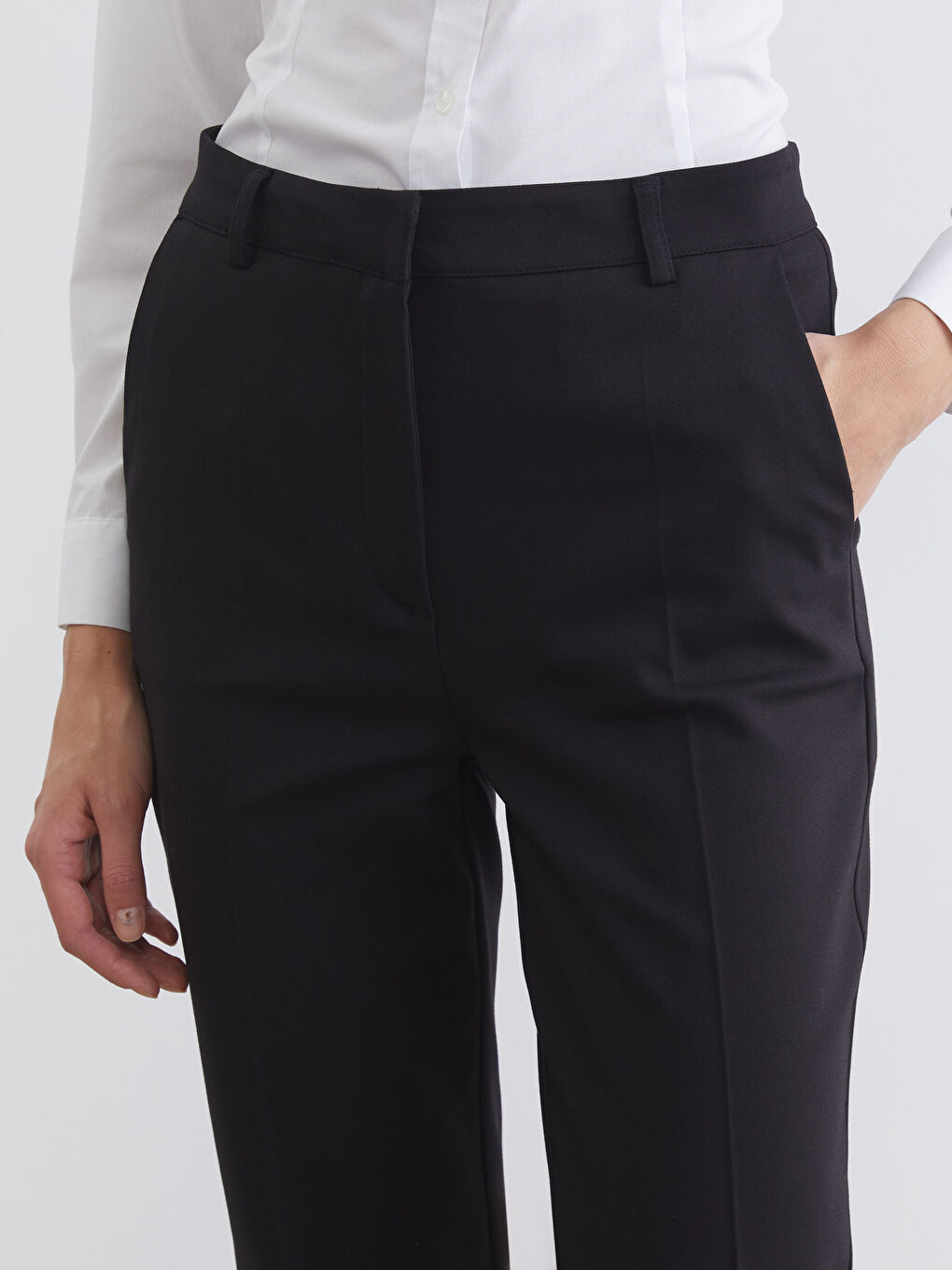 Siyah Yüksek Bel Kadın Cigarette Pantolon-2