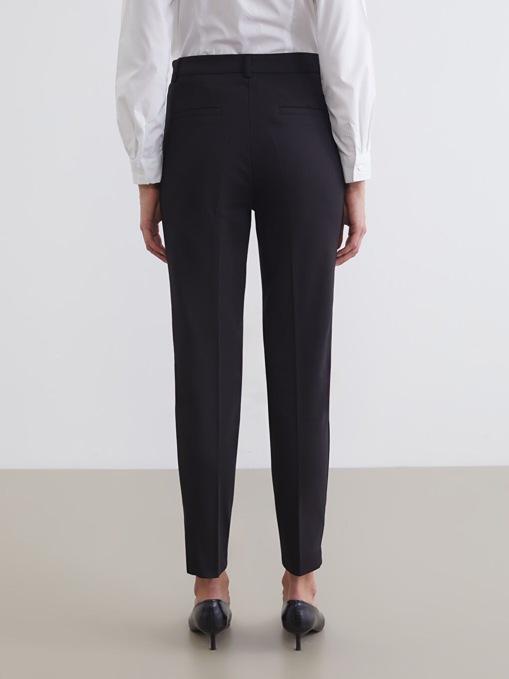Siyah Yüksek Bel Kadın Cigarette Pantolon-3