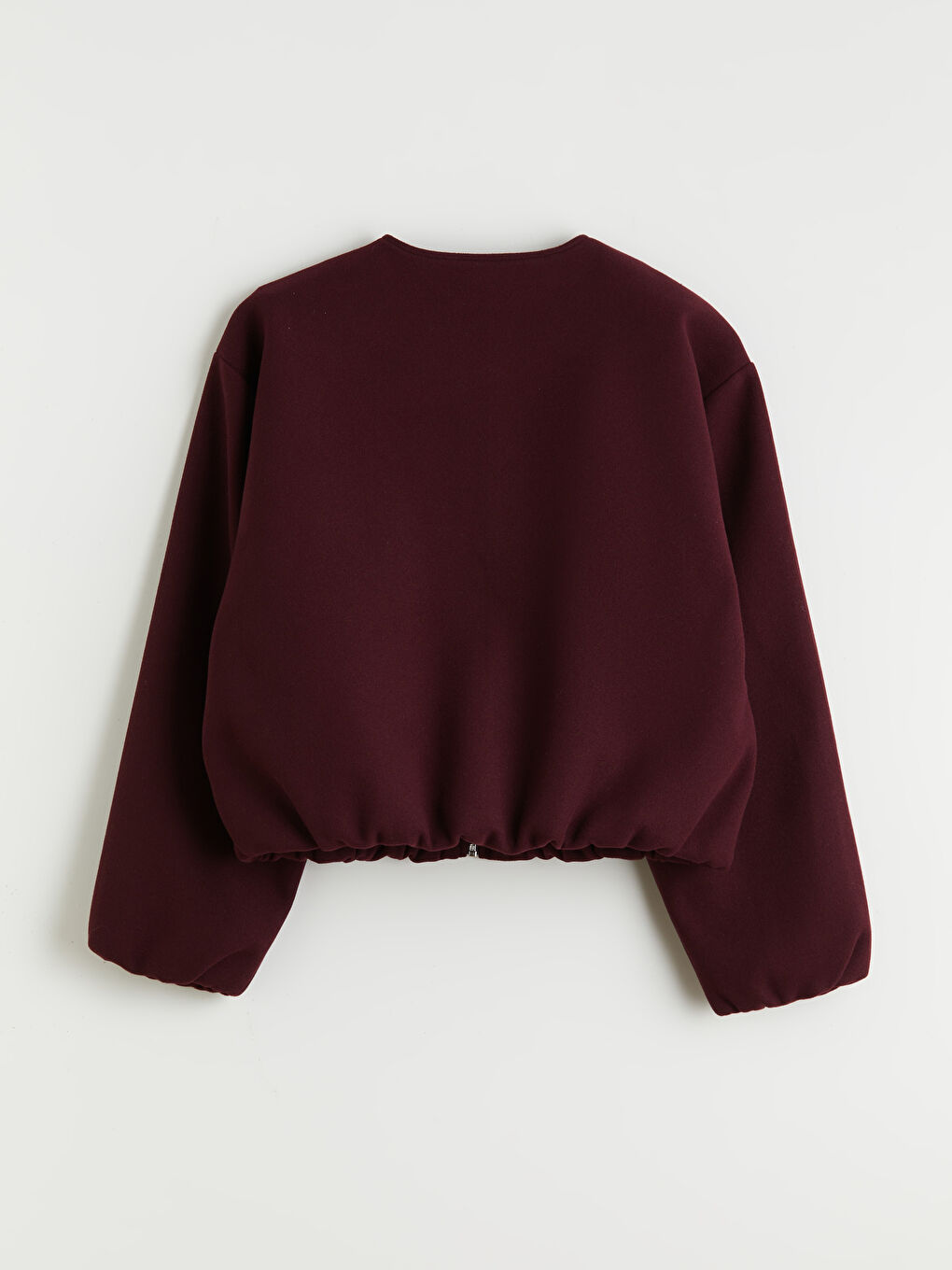 Bordo Bisiklet Yaka Kadın Kaşe Ceket-6