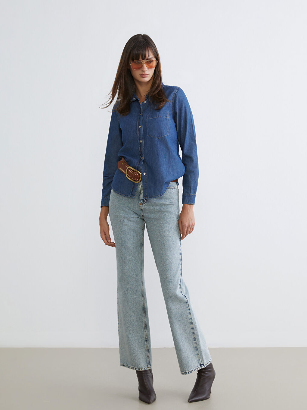 İndigo Wideleg Kadın Jean Pantolon-1