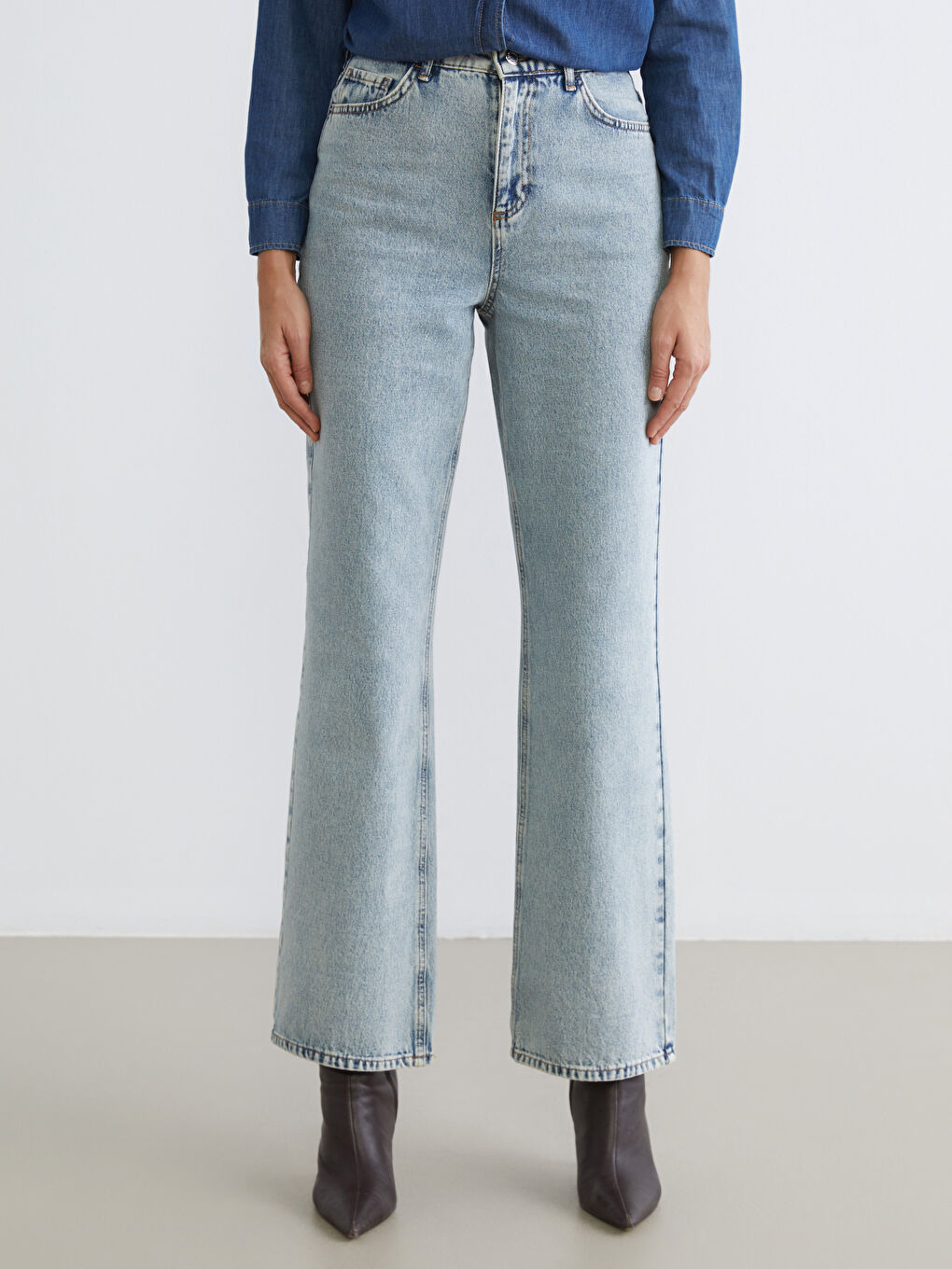 İndigo Wideleg Kadın Jean Pantolon-2