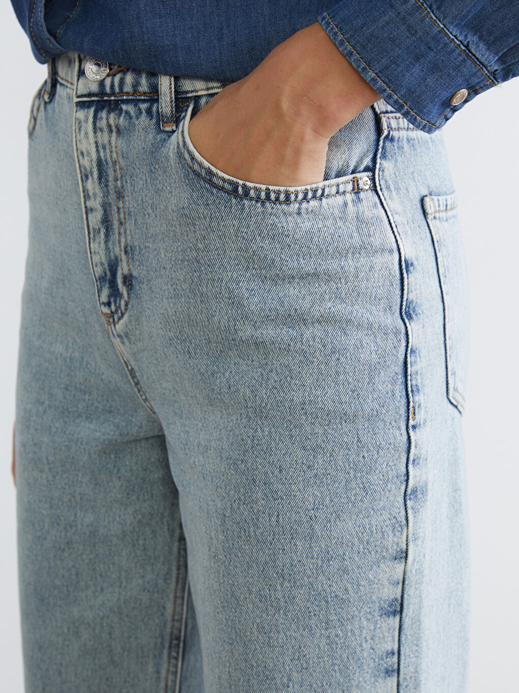 İndigo Wideleg Kadın Jean Pantolon-3