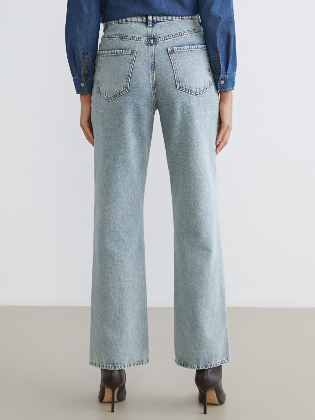 İndigo Wideleg Kadın Jean Pantolon-4