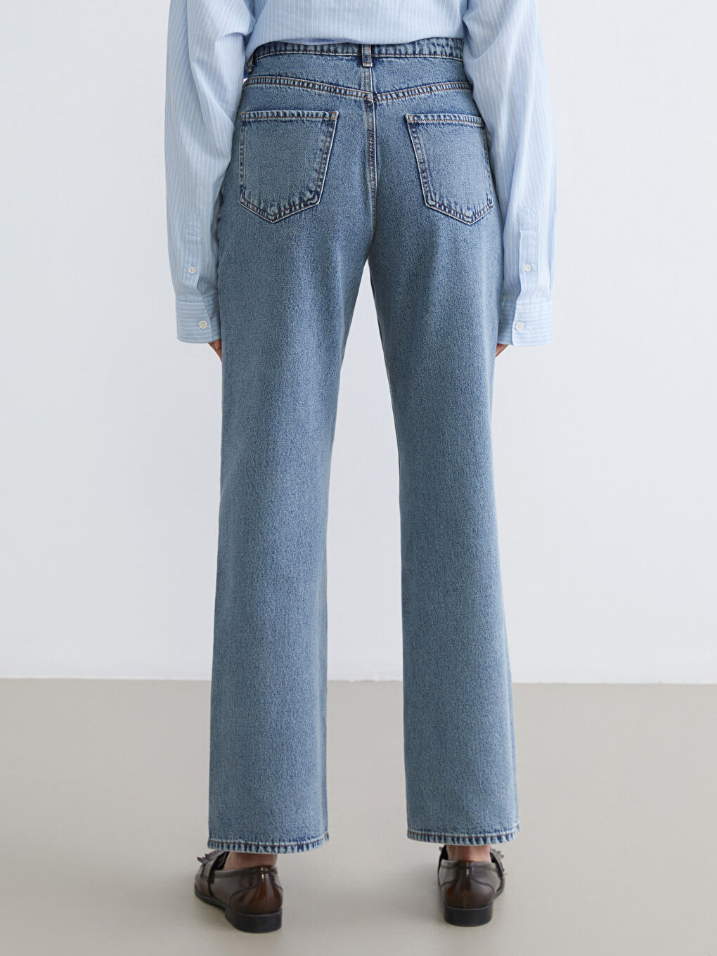 İndigo Wideleg Kadın Jean Pantolon-3