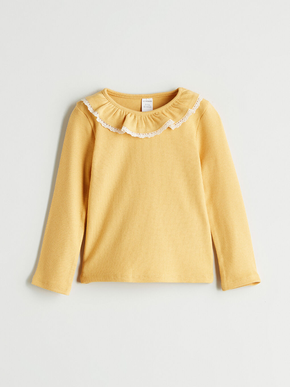 Ekru Bisiklet Yaka Uzun Kollu Kız Çocuk Tişört 2'li-4