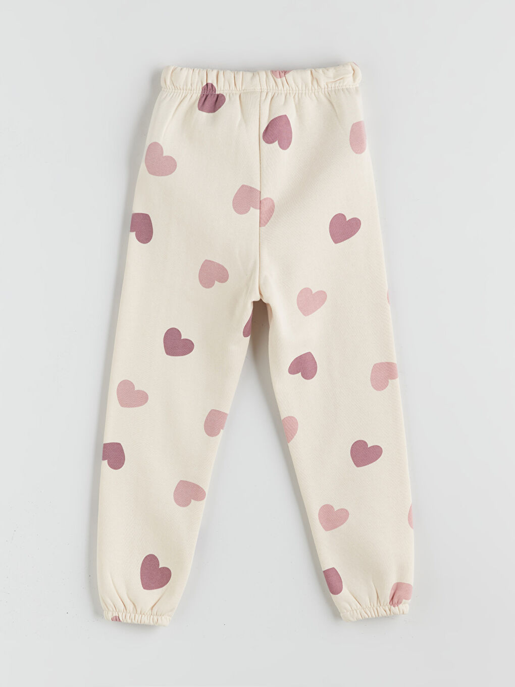 Ekru Beli Lastikli Kız Çocuk Jogger Eşofman Alt-1