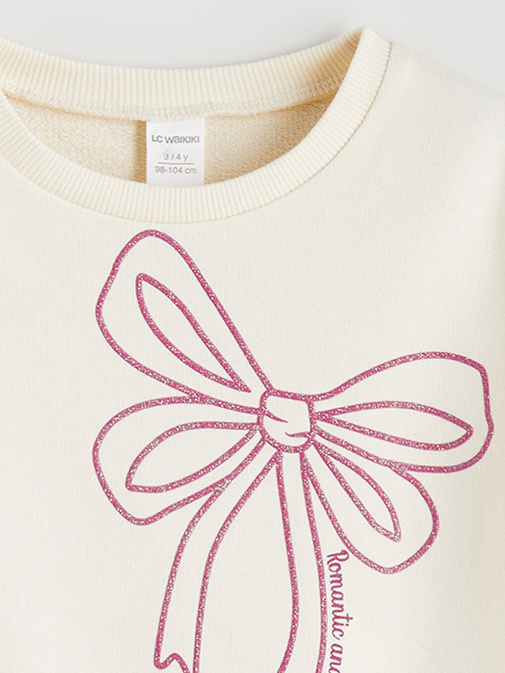 Ekru Kurdele Baskılı Kız Çocuk Sweatshirt-2