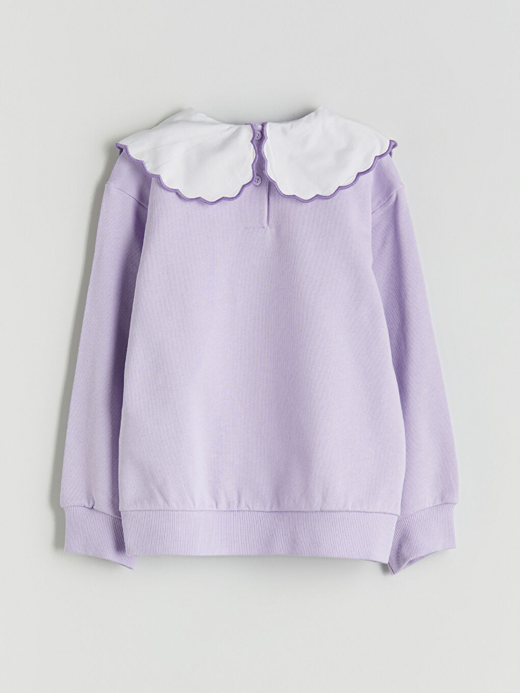Lila Bebe Yaka Çiçekli Kız Çocuk Sweatshirt-1