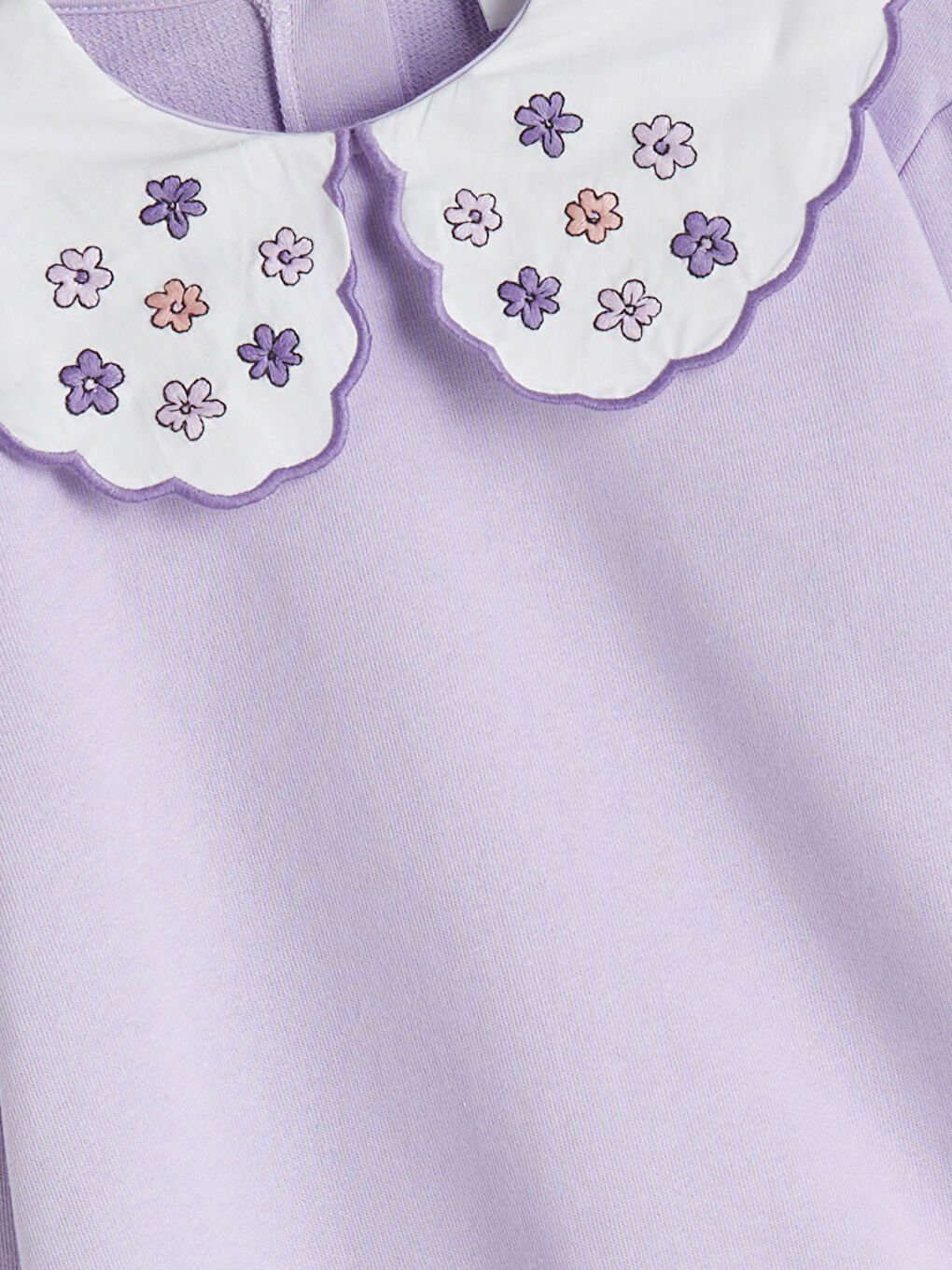 Lila Bebe Yaka Çiçekli Kız Çocuk Sweatshirt-2
