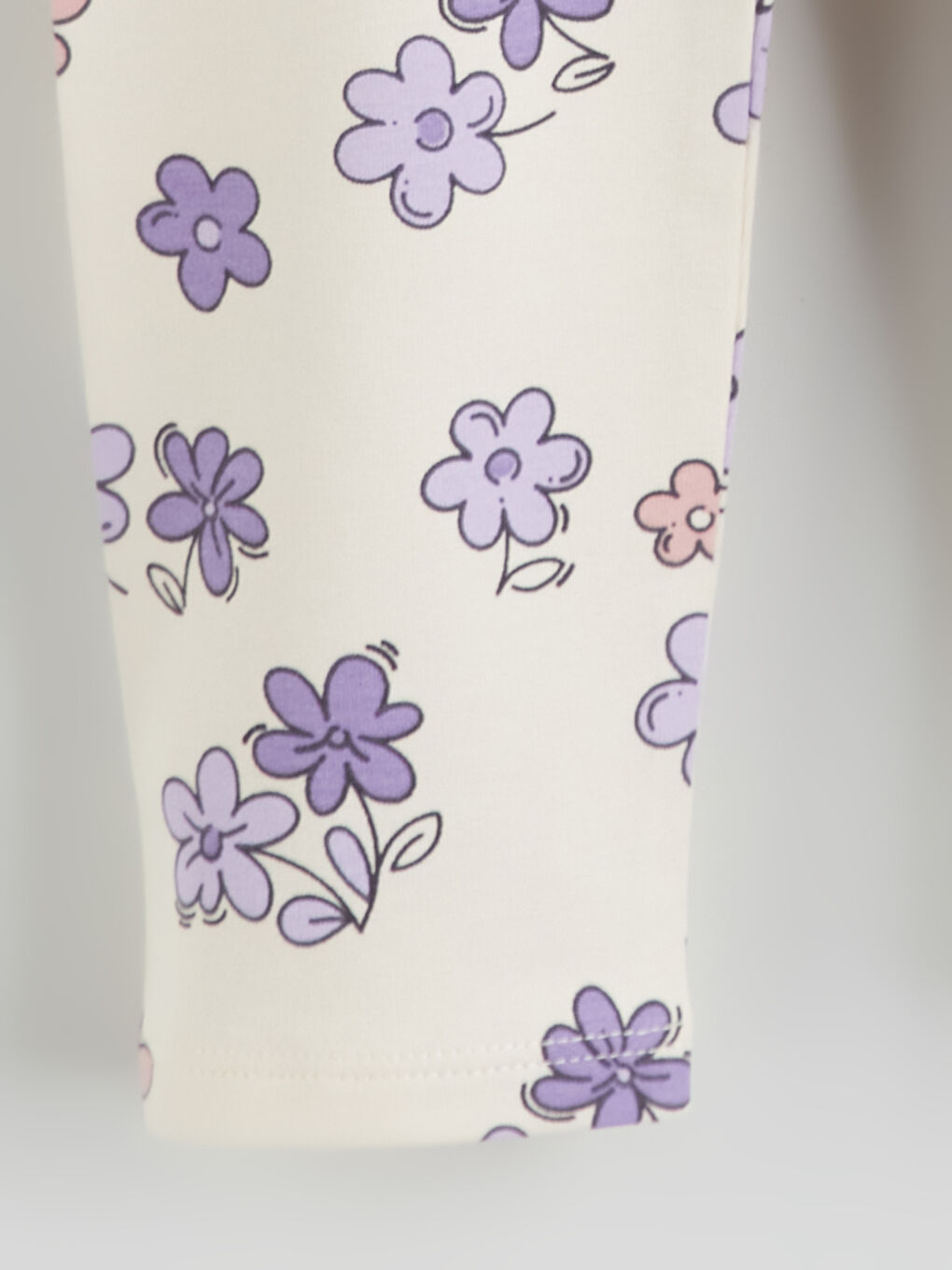 Bej Çiçek Desenli Kız Çocuk Tayt 2'li-5