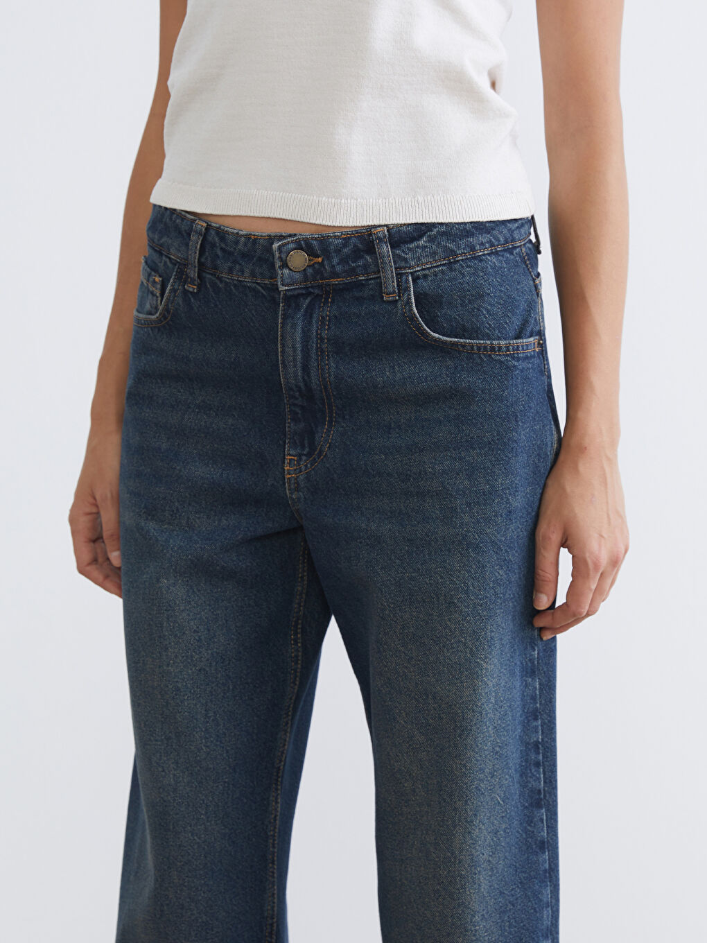 İndigo Baggy Fit Kadın Jean Pantolon-2