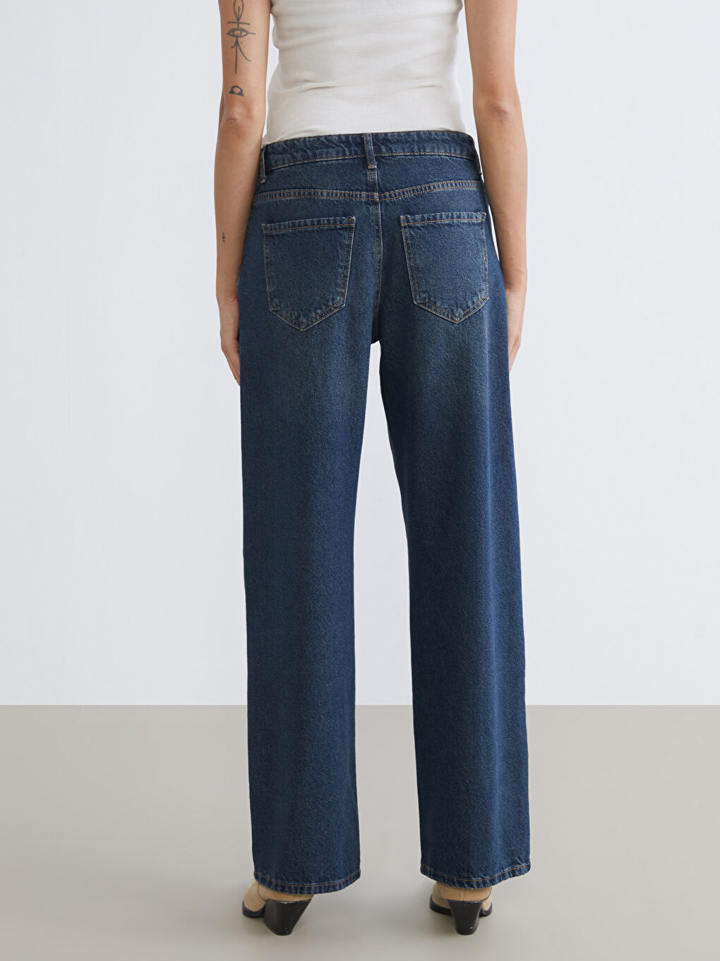 İndigo Baggy Fit Kadın Jean Pantolon-3