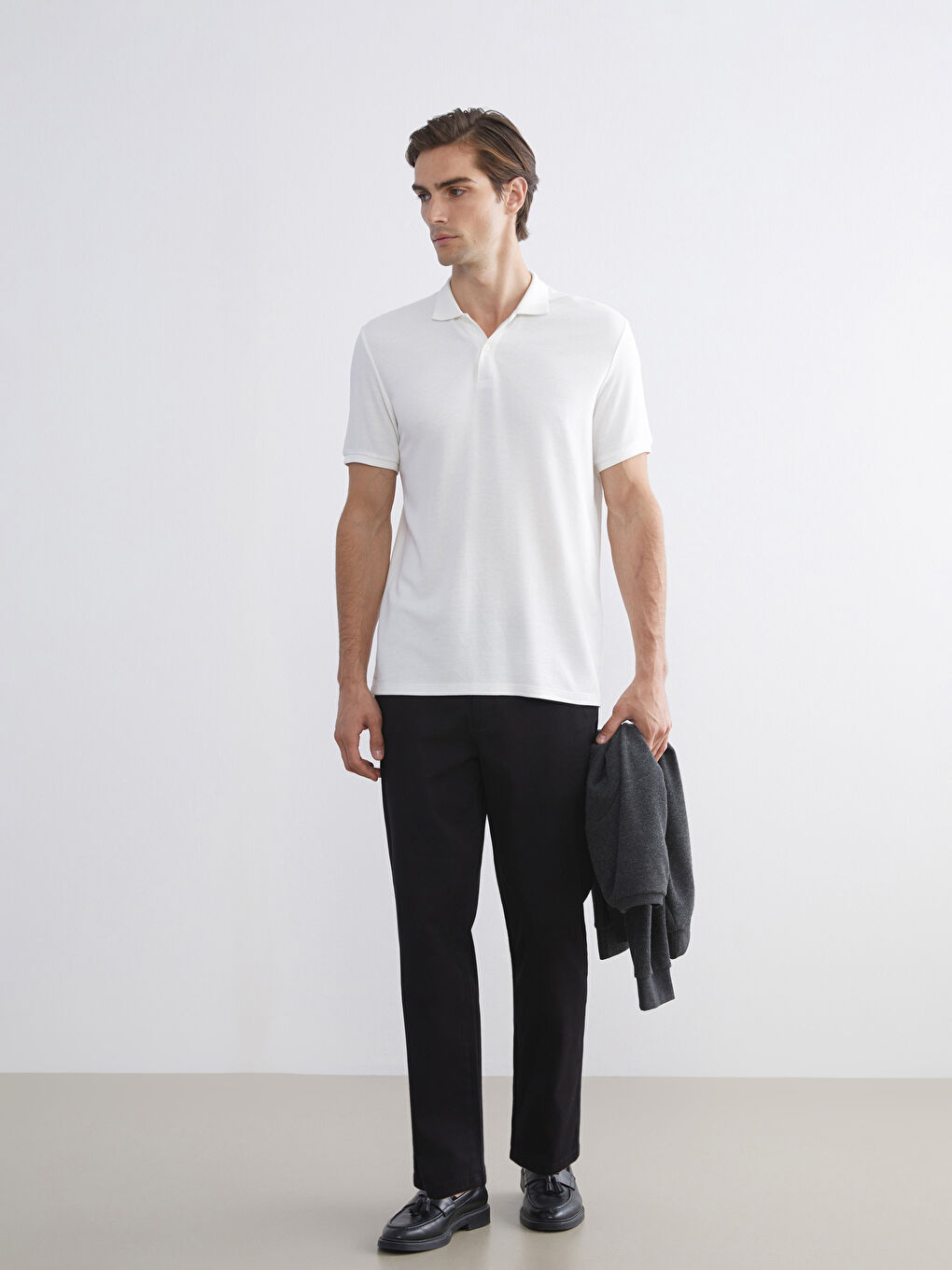 Siyah Dar Kalıp Erkek Chino Pantolon