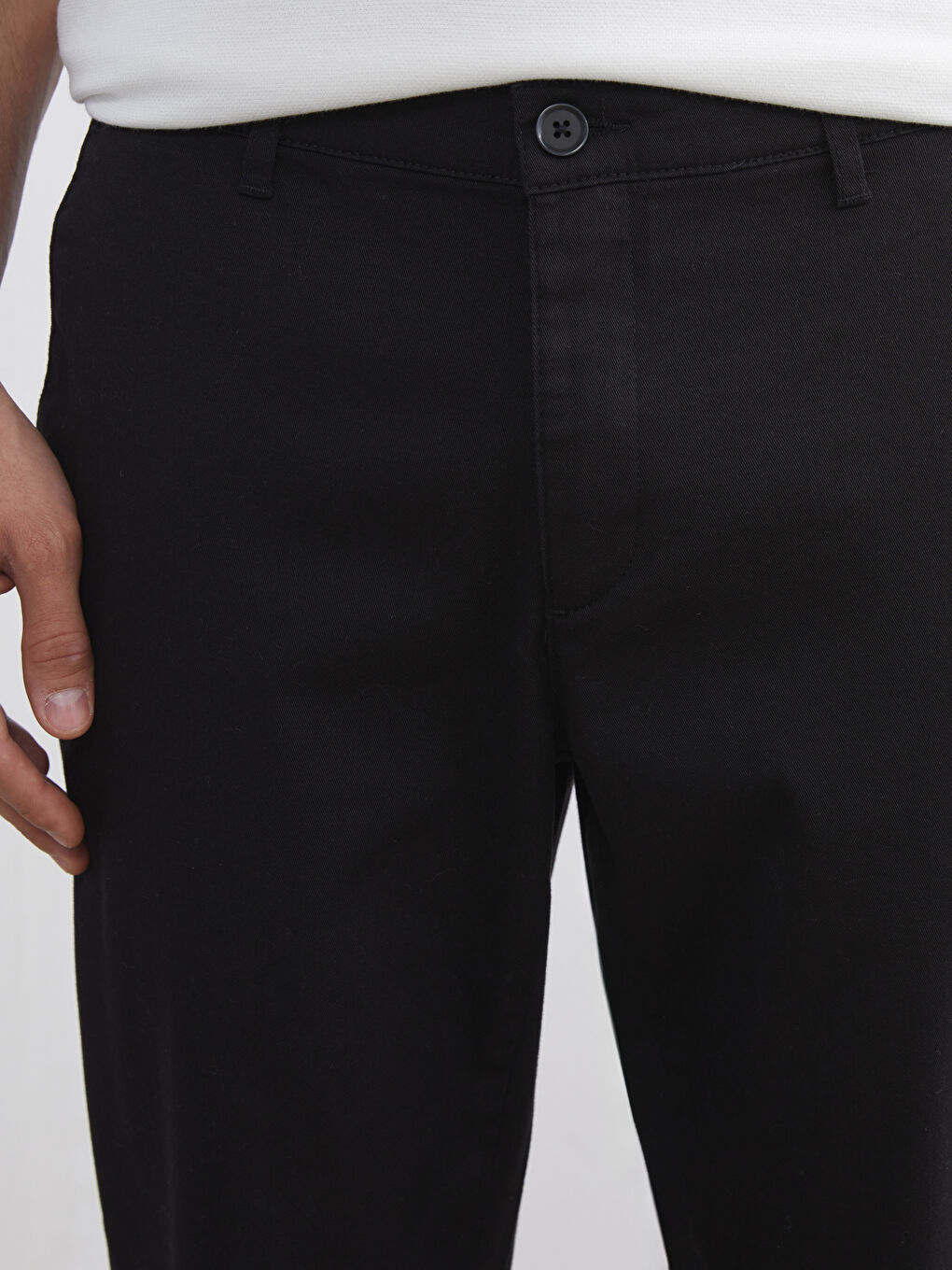 Siyah Dar Kalıp Erkek Chino Pantolon-2