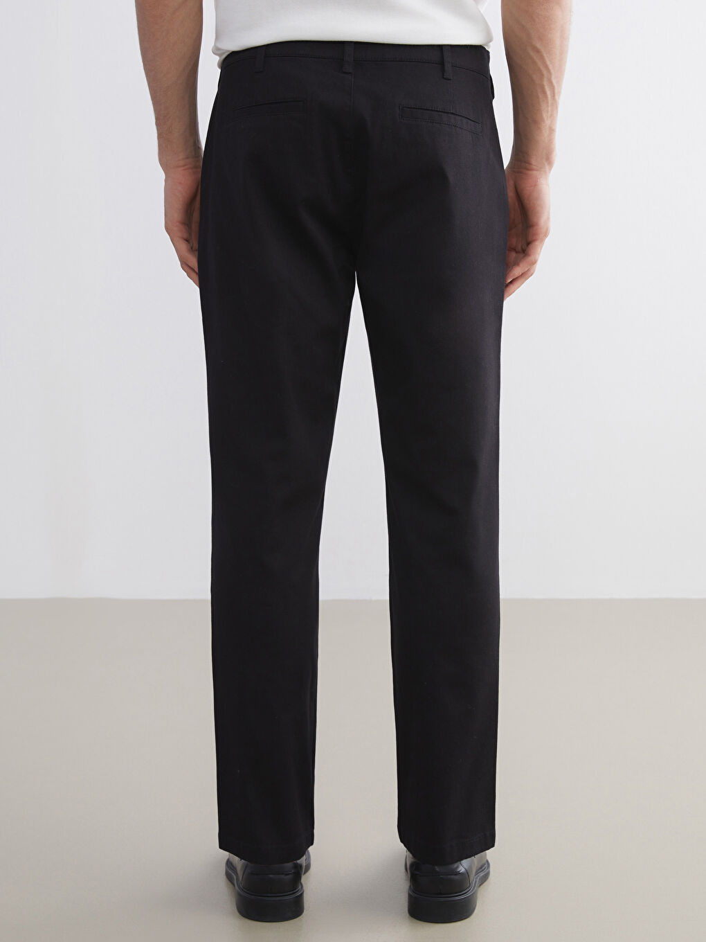 Siyah Dar Kalıp Erkek Chino Pantolon-3