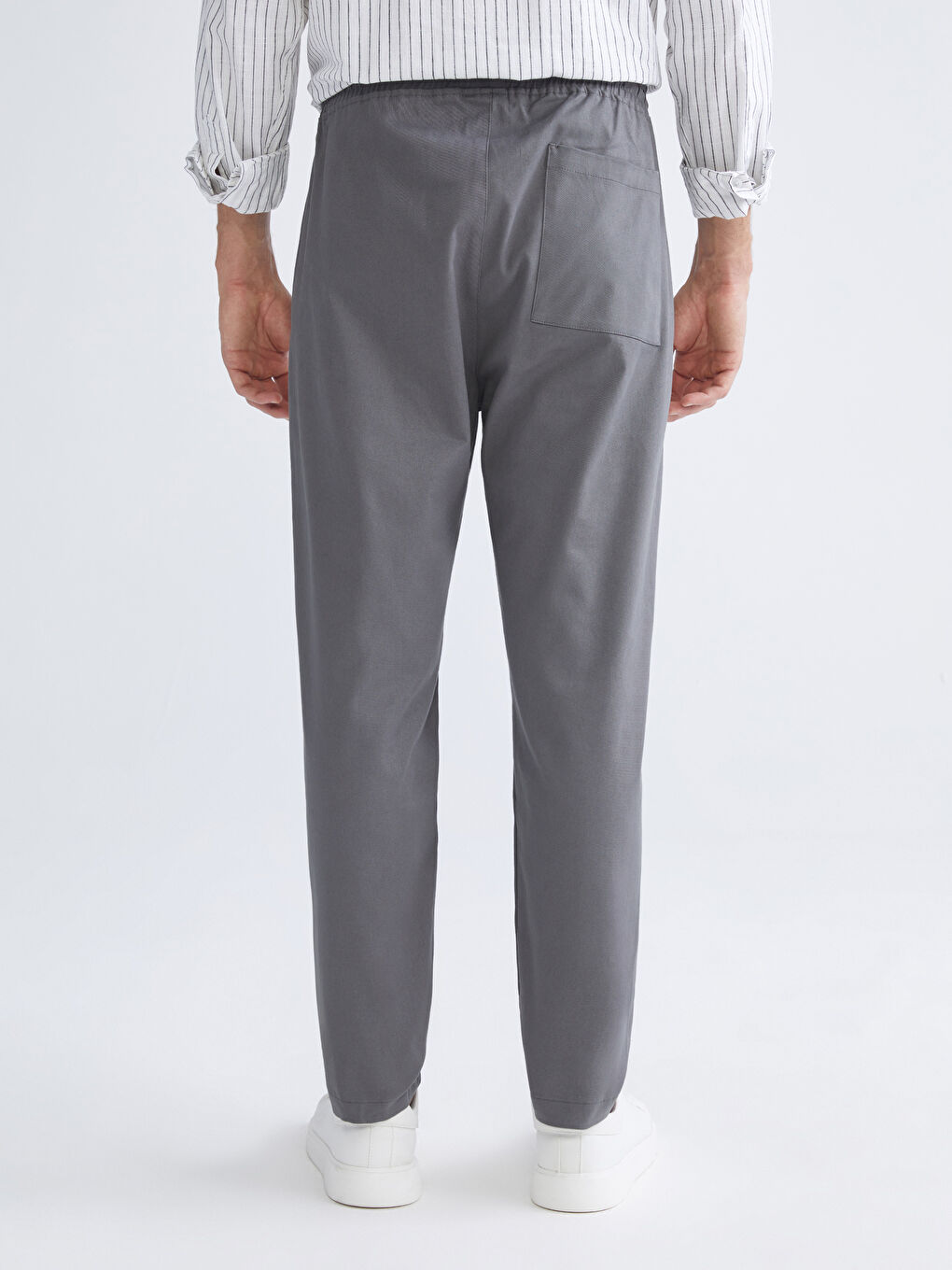 Gri Standart Kalıp Gabardin Erkek Pantolon-3