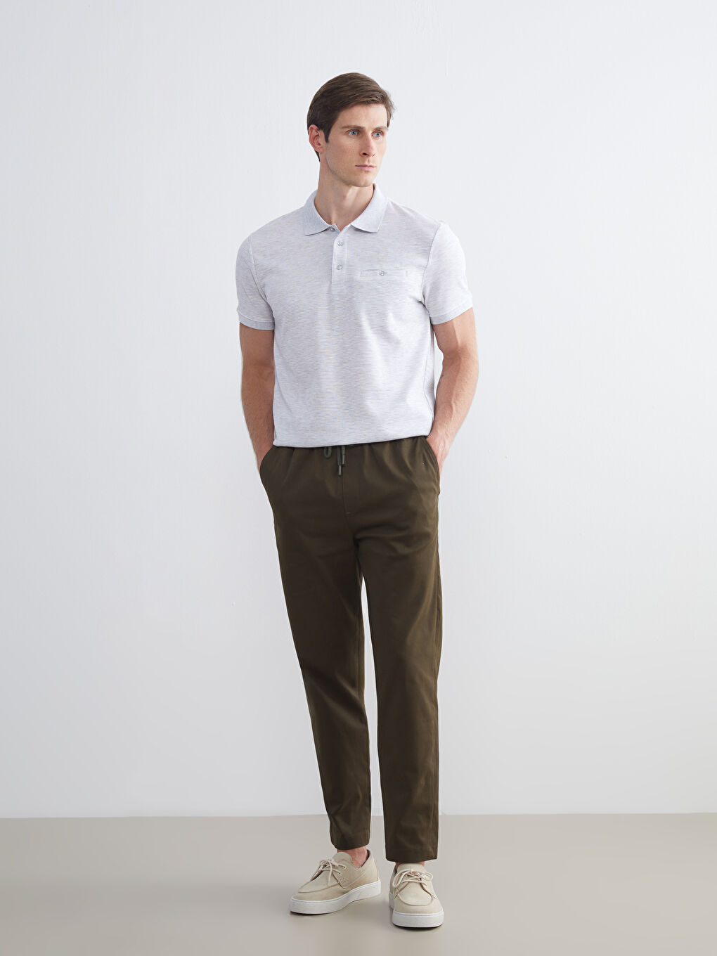 Haki Standart Kalıp Gabardin Erkek Pantolon