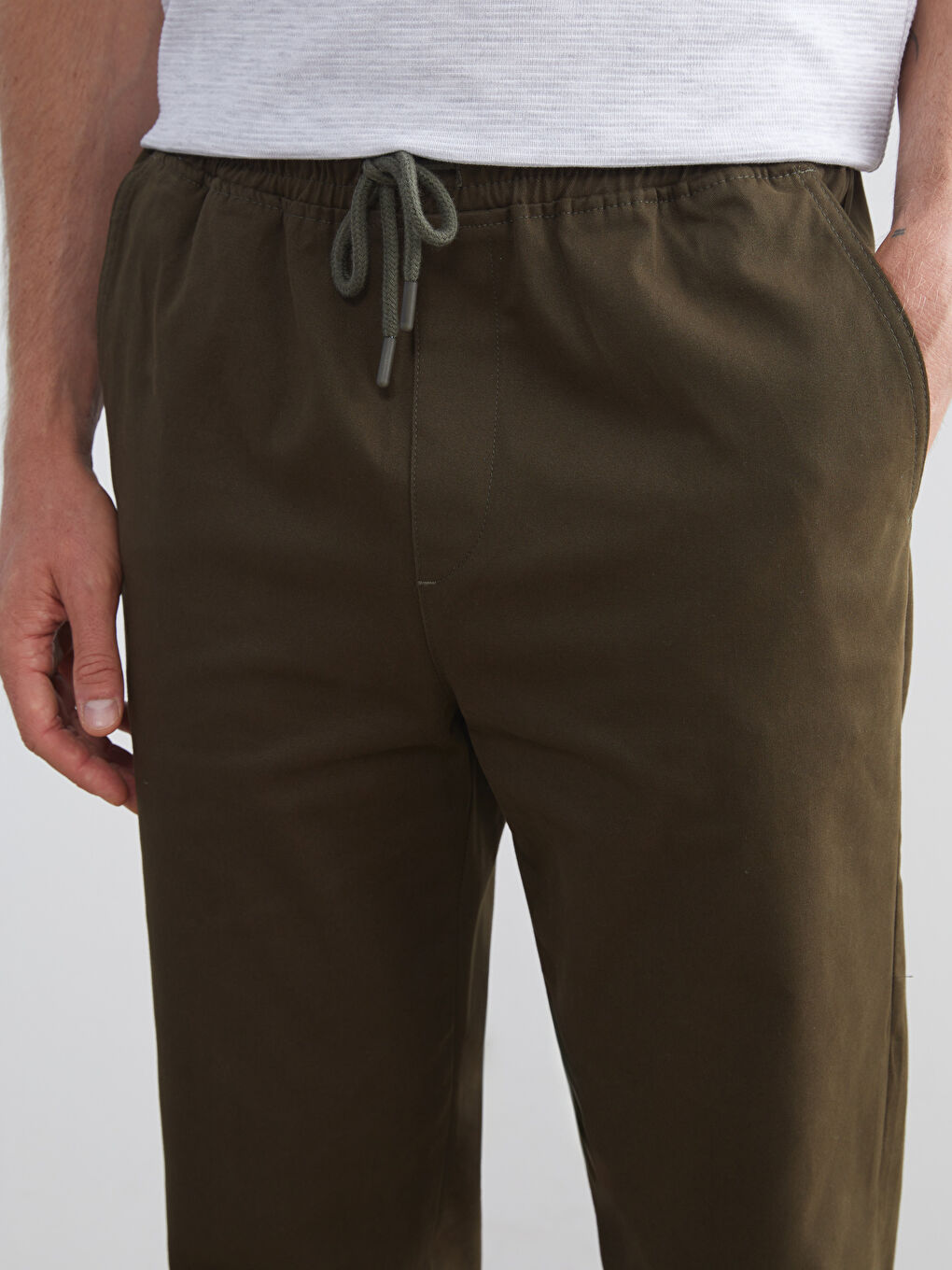 Haki Standart Kalıp Gabardin Erkek Pantolon-2