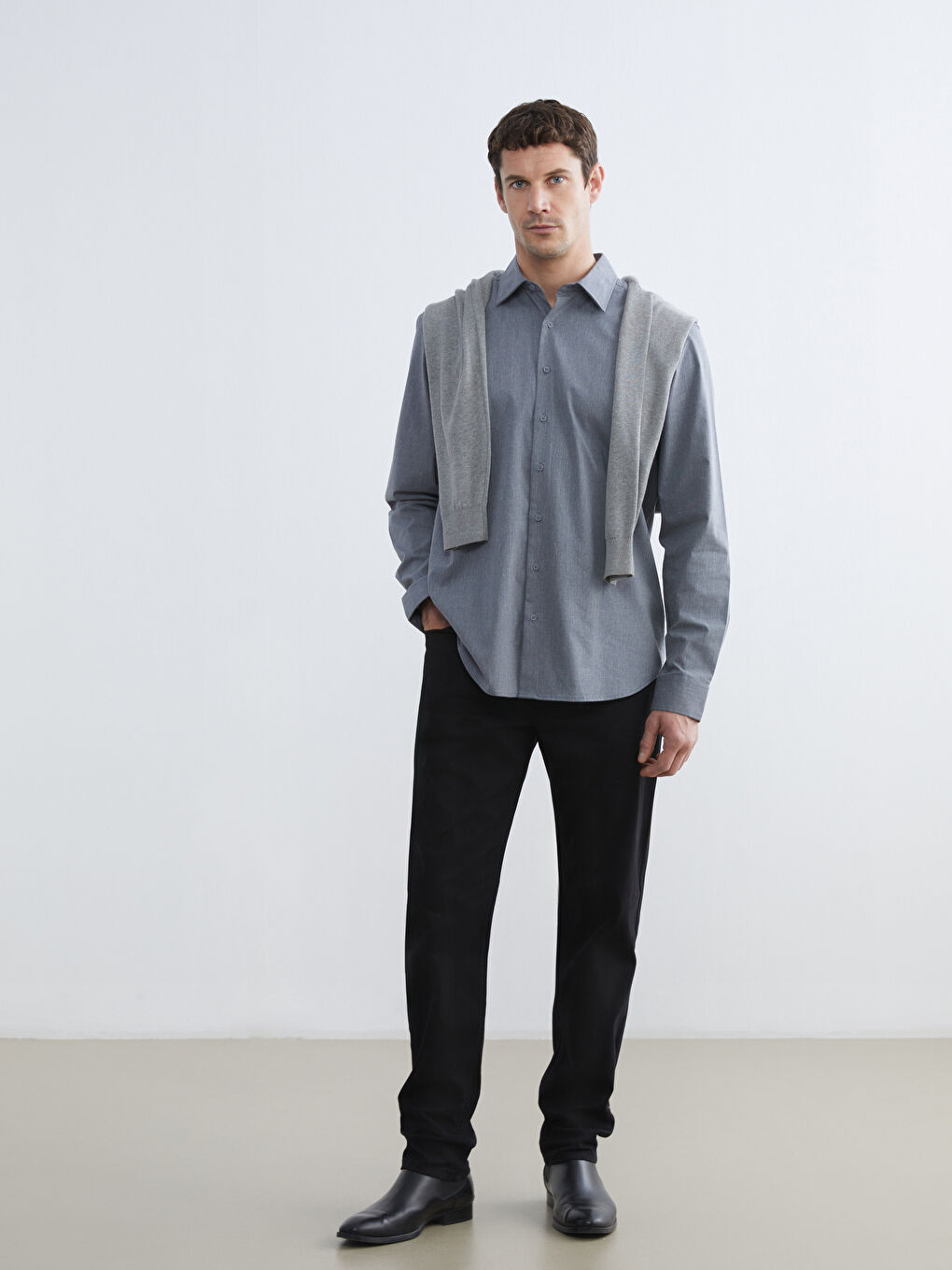 Lacivert Standart Kalıp Gabardin Erkek Pantolon