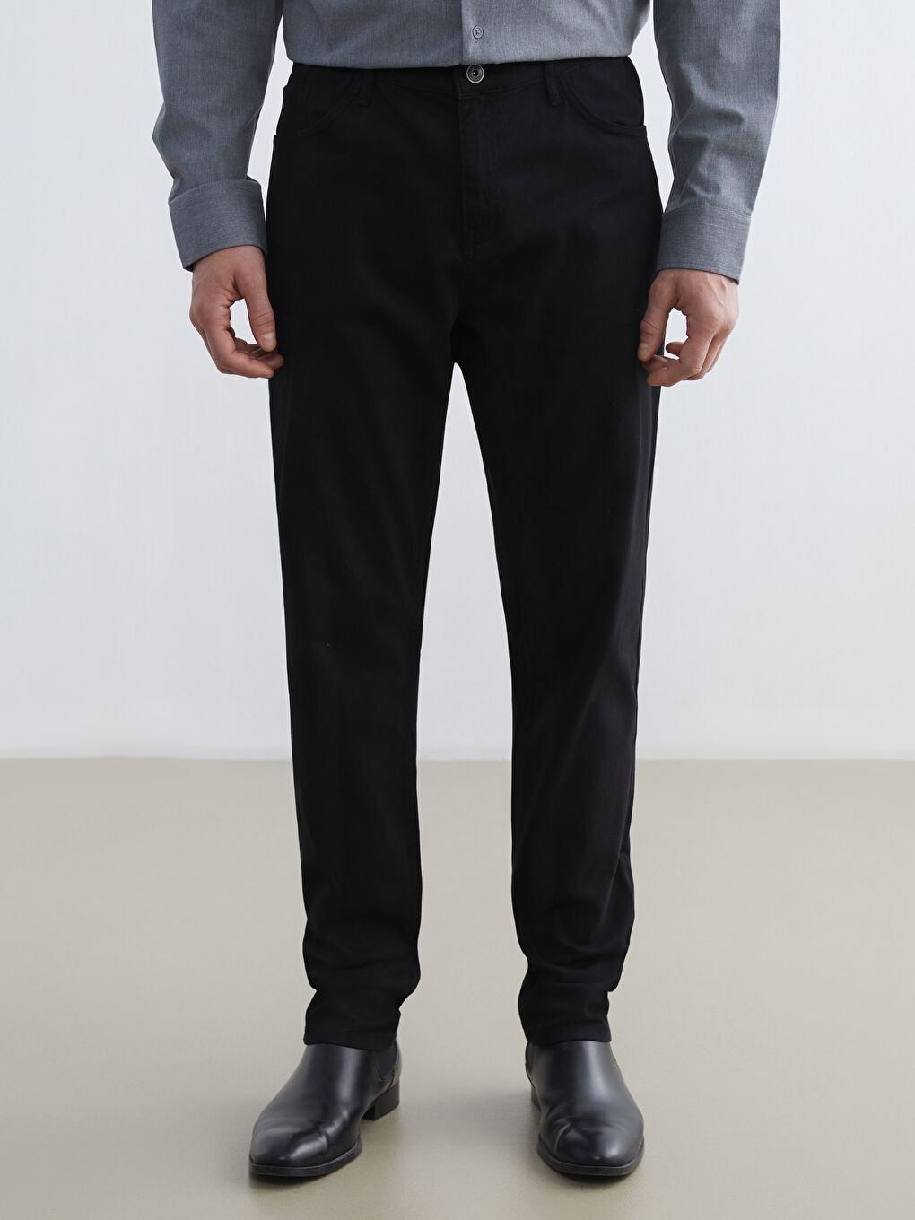 Lacivert Standart Kalıp Gabardin Erkek Pantolon-1