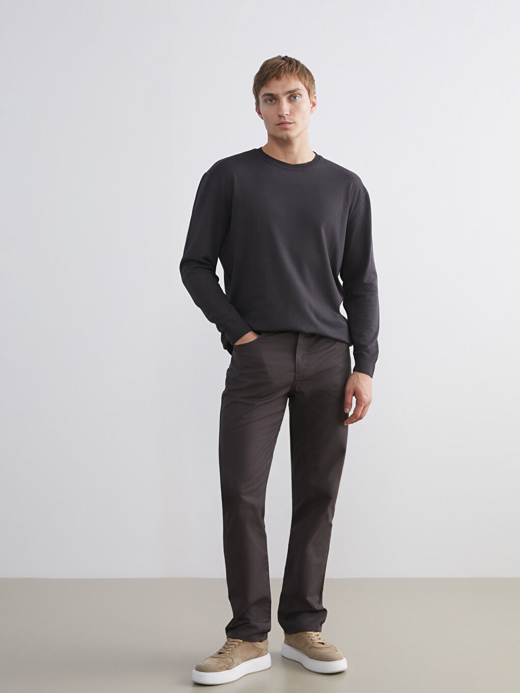 Kahverengi Standart Kalıp Erkek Pantolon