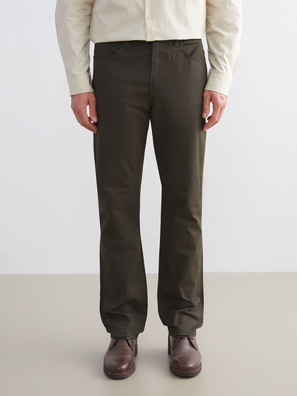 Haki Standart Kalıp Erkek Pantolon-1